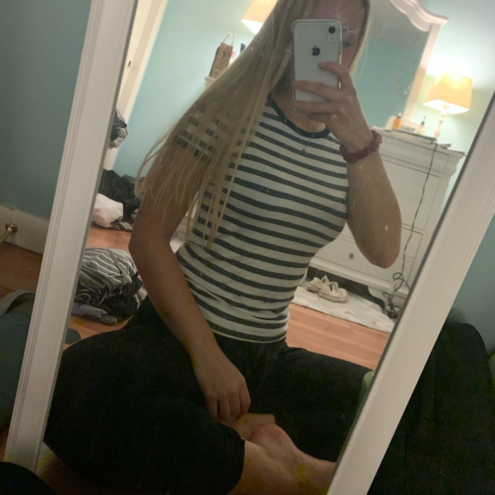 Striped black and white tee